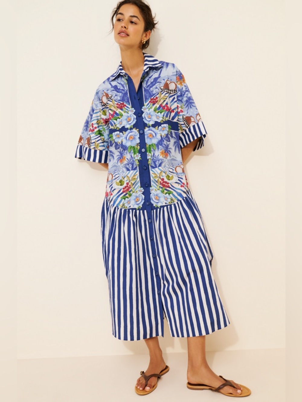 Farm Rio Fresh Table Scarf Midi Dress Xs